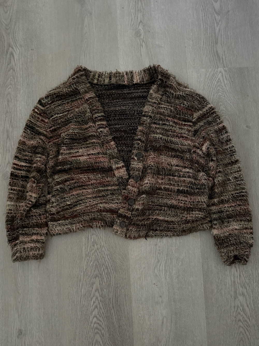 Textured Multi-Tone Cardigan Sweater